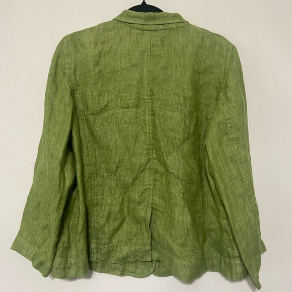 Eileen Fisher EUC 100% linen green casual blazer jacket size L - Picture 6 of 10